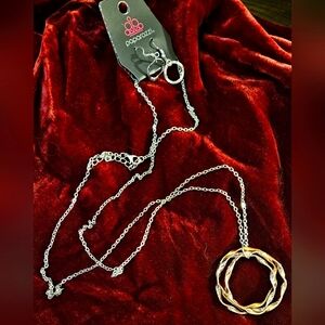 Silver/gold colored paparazzi chain and earrings. Costume jewelry